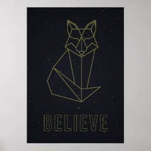 Zelfzorgbevestiging poster gele origamifox