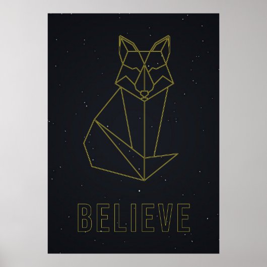 Zelfzorgbevestiging poster gele origamifox (Voorkant)