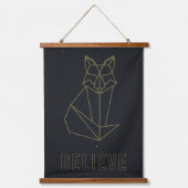 Zelfzorgbevestiging poster gele origamifox hangend wandkleed (Voorkant)