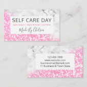 Zelfzorgdag roze marmer handgemaakte paardebath Be Visitekaartje (Voorkant / Achterkant)