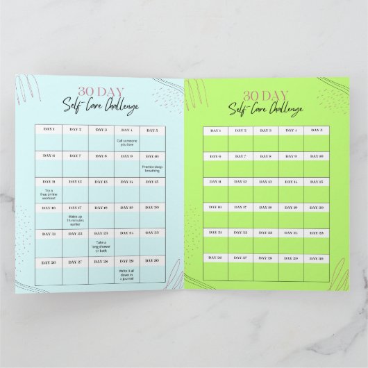  zelfzorgkalender van 30 dagen kaart (Binnen)