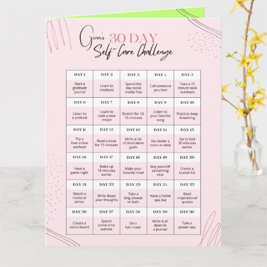 zelfzorgkalender van 30 dagen kaart (Gele Bloem)