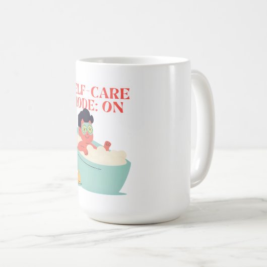 Zelfzorgmodus: AAN – Schattige & Grappig Cartoon B Koffiemok (Voorkant rechts)