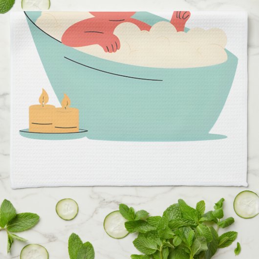 Zelfzorgmodus: AAN – Schattige & Grappig Cartoon B Theedoek (Gevouwen)