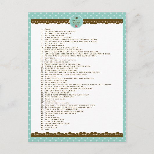 Zelfzorgmotivatie turquoise polka dots briefkaart (Voorkant)