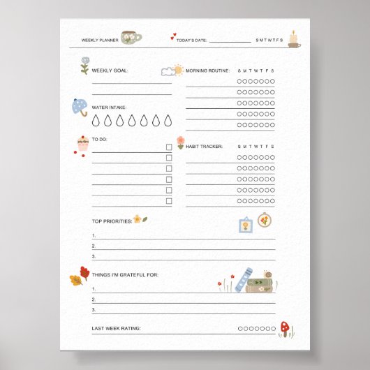 Zelfzorgplanner voor drukke moeders Cozy Wellness Poster (Voorkant)