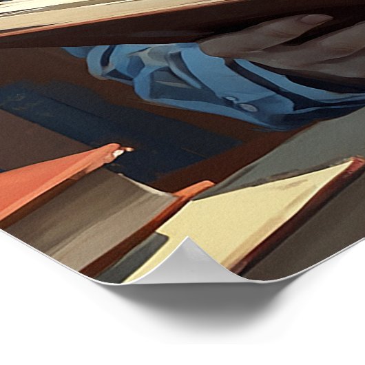 Zelibrary Grappige Zebra in Library Painting Poster (Hoek)