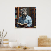 Zelibrary Grappige Zebra in Library Painting Poster (Keuken)