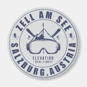 Zell am See Austria Vintage Minimalist Ski Magneet