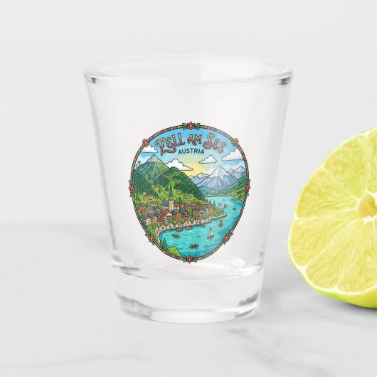Zell am See Oostenrijk Shot Glas (Voorkant)