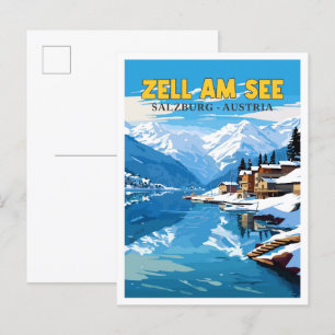 Zell am See Oostenrijk vintage reisillustratie Briefkaart