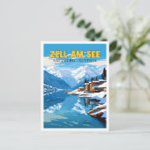 Zell am See Oostenrijk vintage reisillustratie Briefkaart (Staand voorkant)