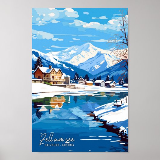 Zell am See Salzburg Oostenrijk Reizen Illustratie Poster (Voorkant)