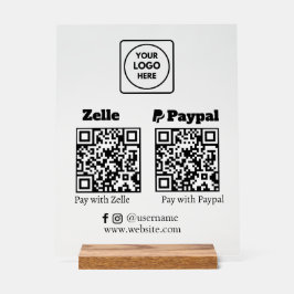 Zelle PayPal | QR-code scannen om bedrijfslogo te Acryl Bord