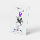 Zelle QR-code Bedankt Scan om wit te betalen Reclamebord Met Voetstuk (Voorkant)
