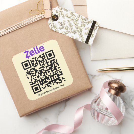 Zelle QR Code Betaling Scan naar Betalen Soft Groo Vierkante Sticker (Geschenken)