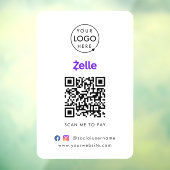 Zelle QR-code betaling | Scan om bedrijfslogo te b Raamsticker (Vel 3)