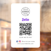 Zelle QR-code betaling | Scan om bedrijfslogo te b Raamsticker (Vel 2)