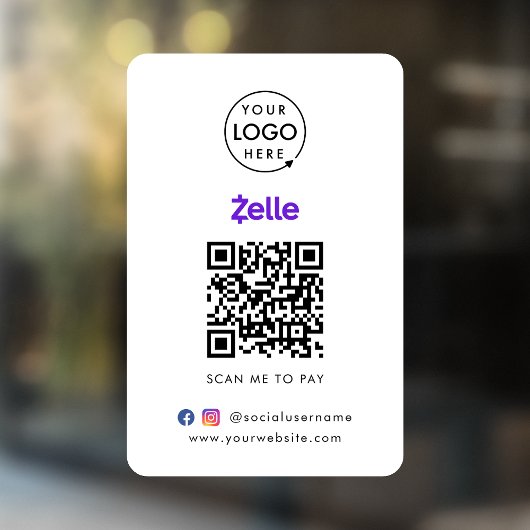 Zelle QR-code betaling | Scan om bedrijfslogo te b Raamsticker