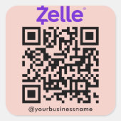 Zelle QR Code Betaling Scan te betalen Blush Pink Vierkante Sticker (Voorkant)