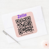 Zelle QR Code Betaling Scan te betalen Blush Pink Vierkante Sticker (Envelop)