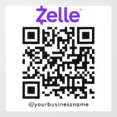 Zelle QR Code Betaling Scannen naar Betalen Wit Raamsticker (Vel)