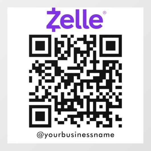 Zelle QR Code Betaling Scannen naar Betalen Wit Raamsticker (Vel)