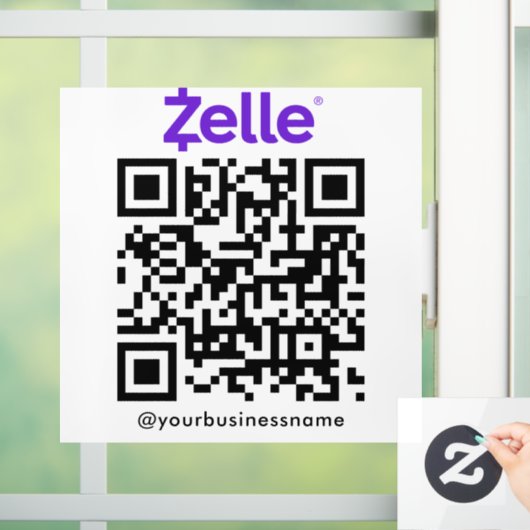 Zelle QR Code Betaling Scannen naar Betalen Wit Raamsticker (Huis)