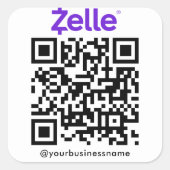 Zelle QR Code Betaling Scannen naar Betalen Wit Vierkante Sticker (Voorkant)