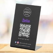 Zelle QR-code | Black Scan to Pay Business Reclamebord Met Voetstuk