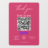 Zelle QR Code Logo Bedankt Scan to Pay Raamsticker (Vel)