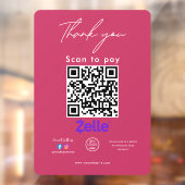 Zelle QR Code Logo Bedankt Scan to Pay Raamsticker (Vel 2)