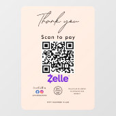 Zelle QR Code Logo Bedankt Scan to Pay Raamsticker (Vel)