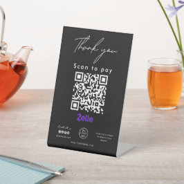Zelle QR-code Logo Scan to Pay Hartelijk dank zwar Reclamebord Met Voetstuk
