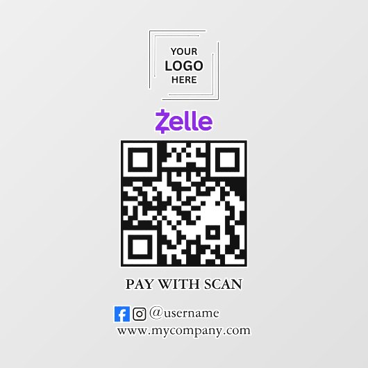 Zelle QR-code scan om vensterstickers te betalen Raamsticker (Vel)