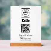 Zelle QR-code | Scan-to-Pay Aangepast Zakelijk Log Acryl Bord (Neutraal)