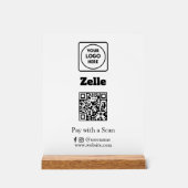 Zelle QR Code | Scan-to-Pay Custom Business Logo Acryl Bord (Voorkant)
