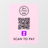 Zelle QR-code Scannen naar modern Logo roze Raamsticker (Vel)
