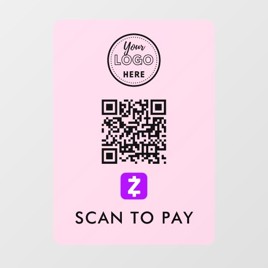 Zelle QR-code Scannen naar modern Logo roze Raamsticker (Vel)