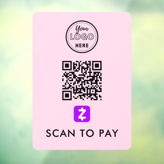 Zelle QR-code Scannen naar modern Logo roze Raamsticker (Vel 3)