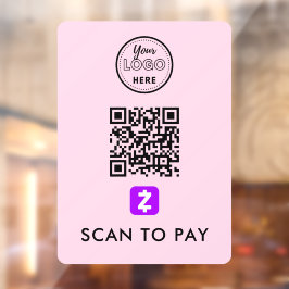 Zelle QR-code Scannen naar modern Logo roze Raamsticker