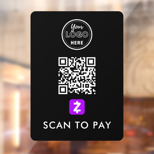 Zelle QR-code Scannen naar Pay Modern Logo Black Raamsticker (Vel 2)