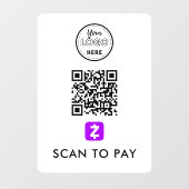 Zelle QR-code Scannen naar Pay Modern Logo White Raamsticker (Vel)