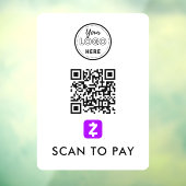 Zelle QR-code Scannen naar Pay Modern Logo White Raamsticker (Vel 3)