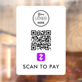 Zelle QR-code Scannen naar Pay Modern Logo White Raamsticker (Vel 2)