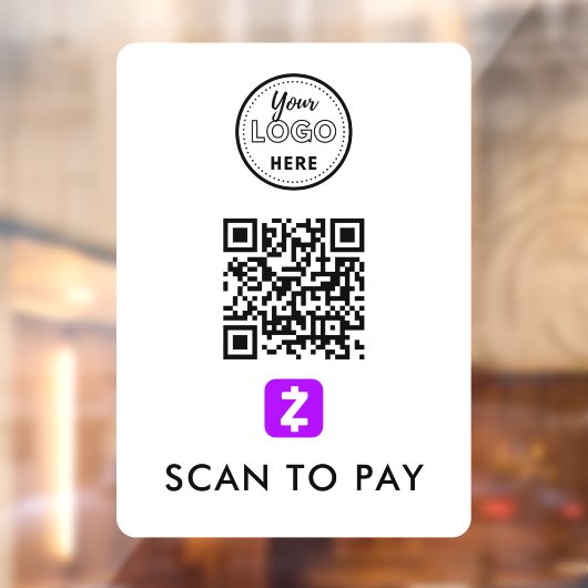 Zelle QR-code Scannen naar Pay Modern Logo White Raamsticker (Vel 2)