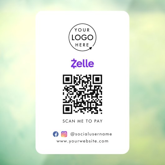 Zelle QR-code | Scannen naar zakelijke Logo betale Raamsticker (Vel 3)