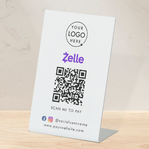 Zelle QR-code Scannen naar zakelijke Logo betale Reclamebord Met Voetstuk