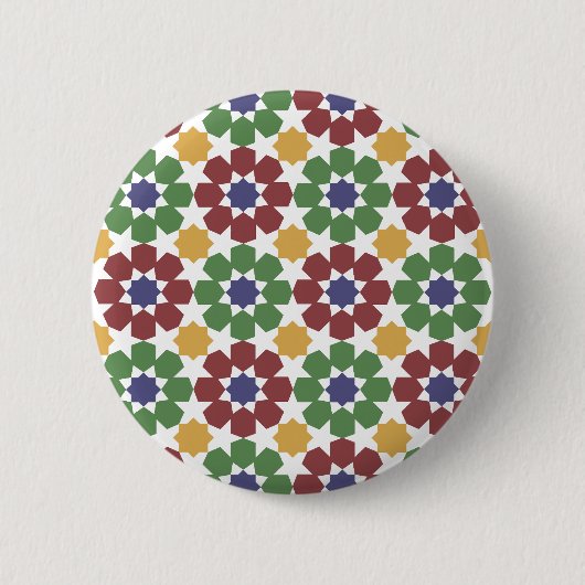 zellige Pattern Moroccan Ceramic Art Traditional Ronde Button 5,7 Cm (Voorkant)