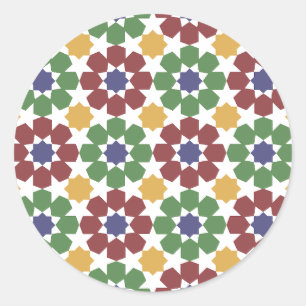 zellige Pattern Moroccan Ceramic Art Traditional Ronde Sticker